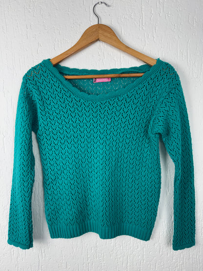 Blusa Tricot Verde Tiffany Decote Canoa Bad Cat Girl