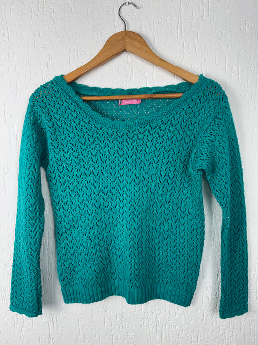 Blusa Tricot Verde Tiffany Decote Canoa Bad Cat Girl