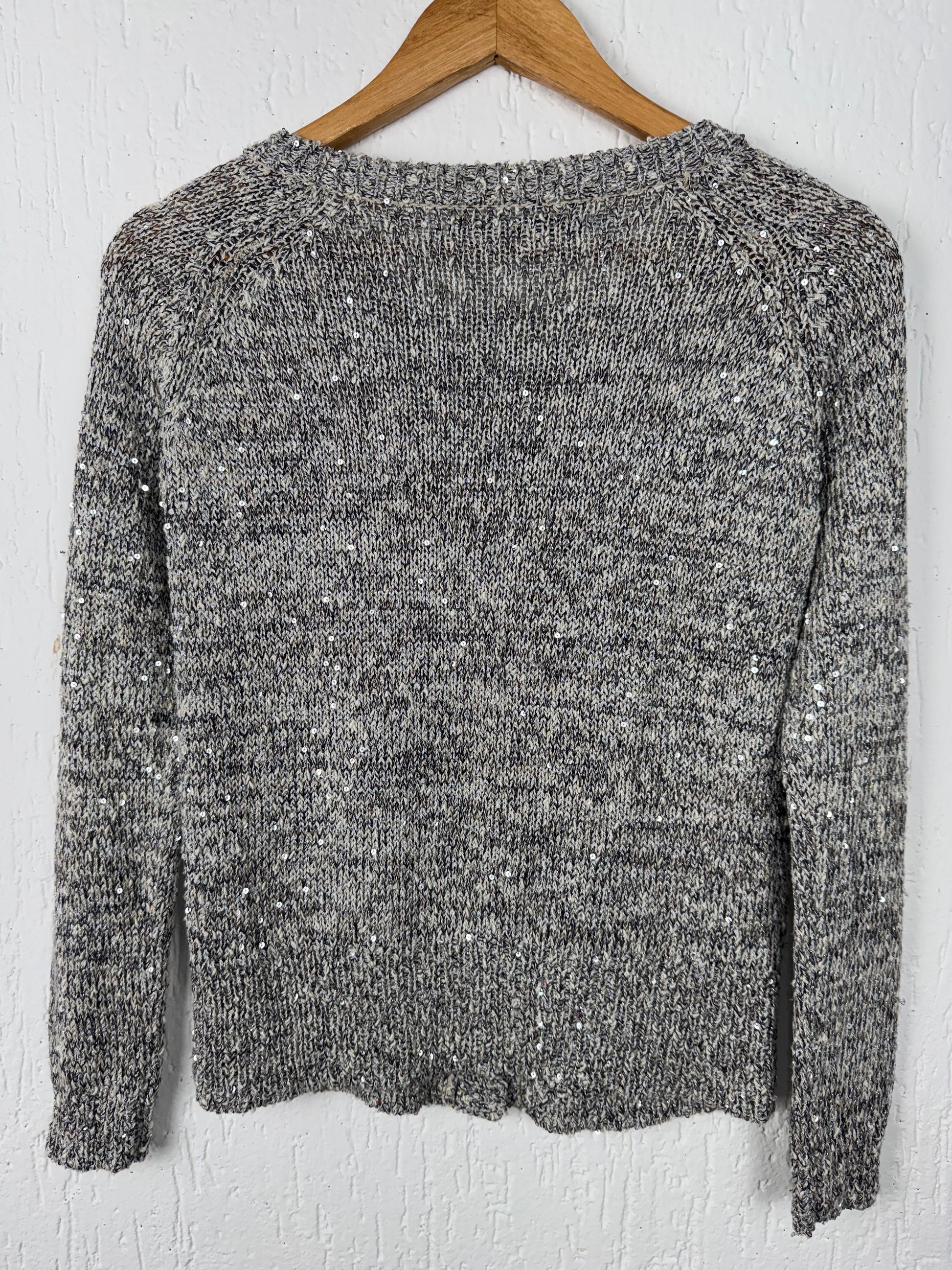 Cardigan Tricot Mescla Cinza com Paetês Zara Knit
