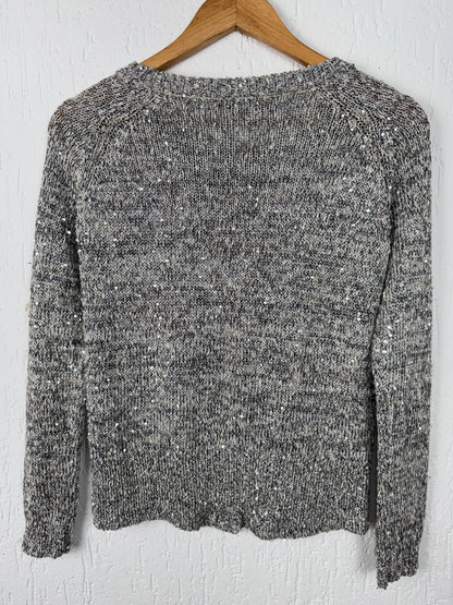 Cardigan Tricot Mescla Cinza com Paetês Zara Knit