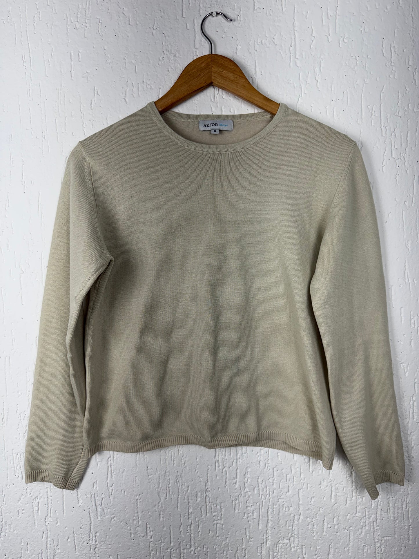 Suéter Tricot Bege Claro Básico Azfor Tricot