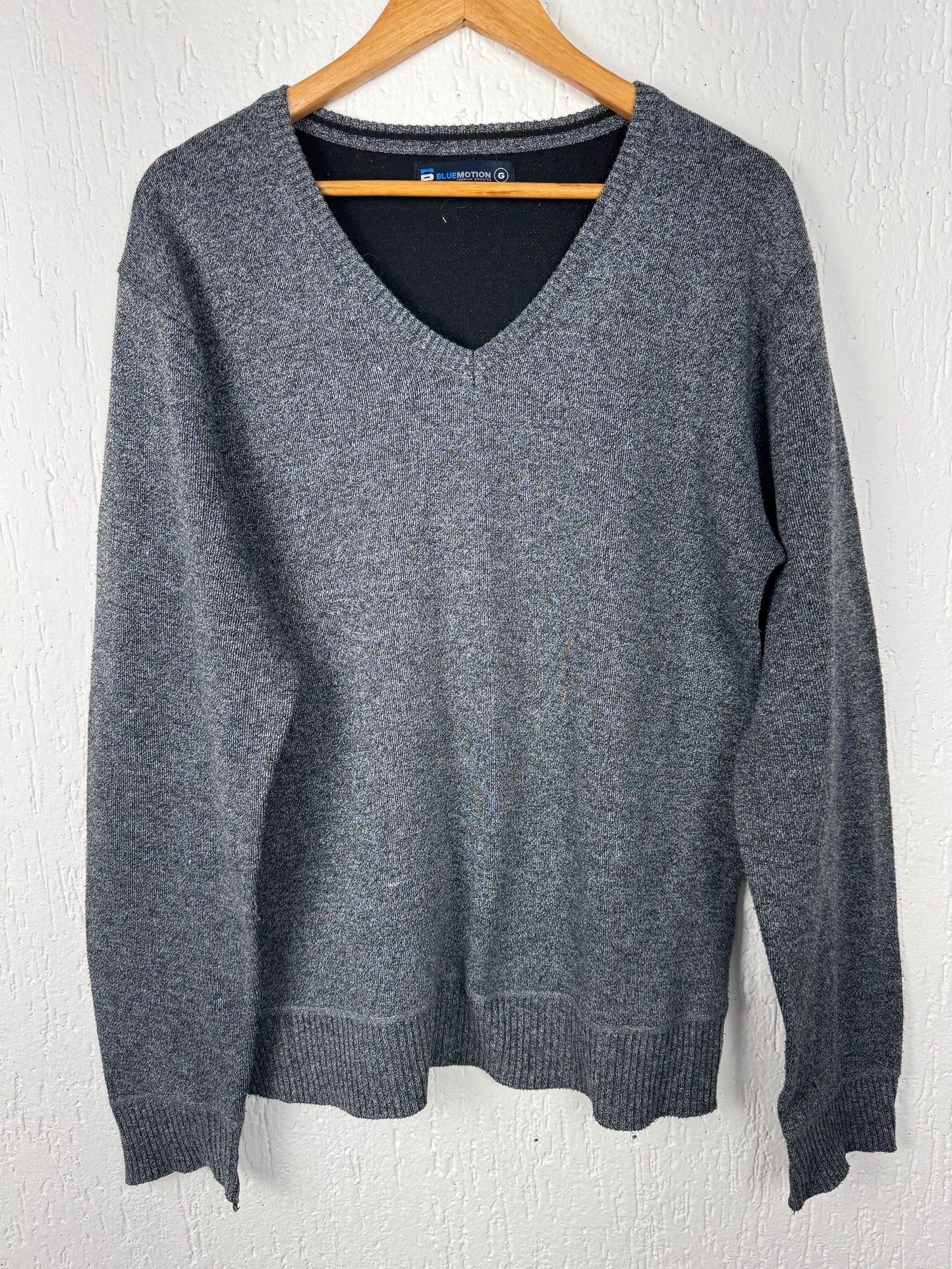 Suéter Tricot Cinza Mescla Decote V Bluemotion