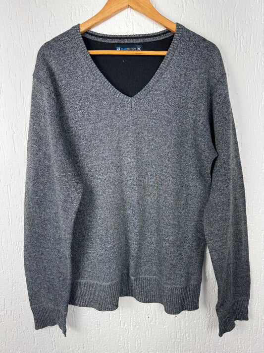 Suéter Tricot Cinza Mescla Decote V Bluemotion