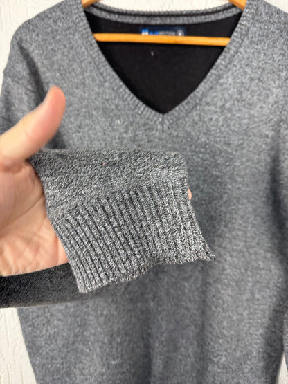 Suéter Tricot Cinza Mescla Decote V Bluemotion