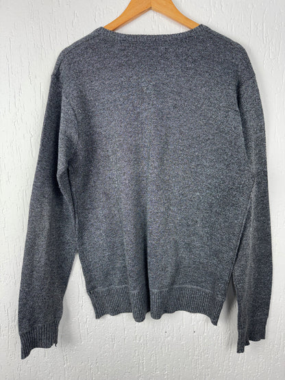 Suéter Tricot Cinza Mescla Decote V Bluemotion