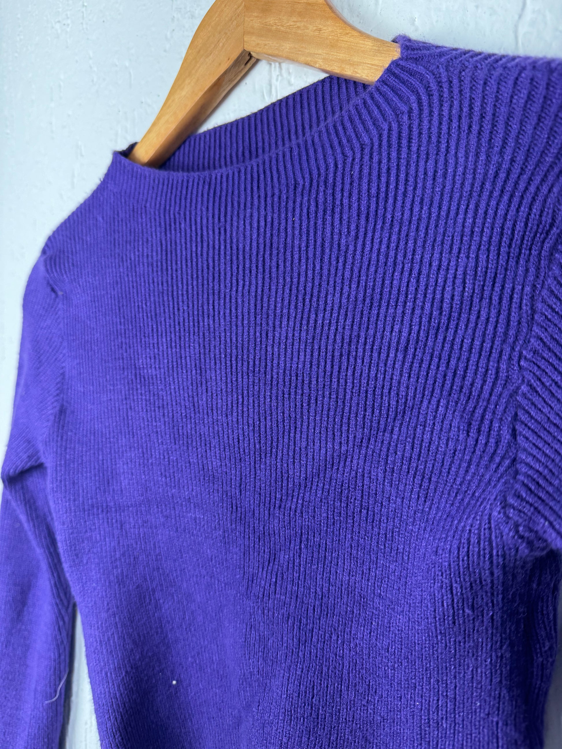 Cropped Tricot Canelado Roxo Barra Pontuda