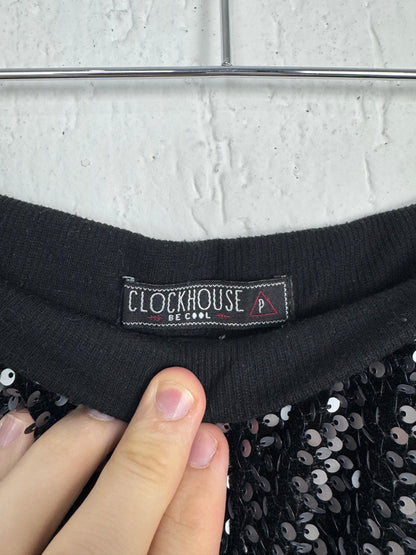 Short Paetê Preto Clockhouse Cintura