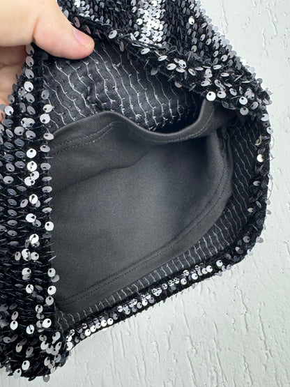 Short Paetê Preto Clockhouse Cintura