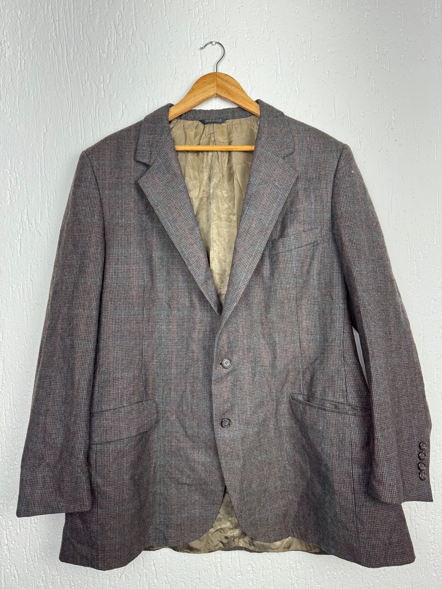 Blazer Alfaiataria Vintage Tweed Cinza Xadrez Lã Masculino