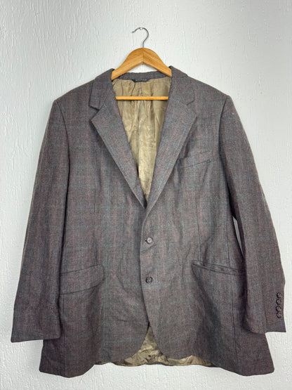 Blazer Alfaiataria Vintage Tweed Cinza Xadrez Lã Masculino