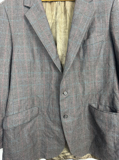 Blazer Alfaiataria Vintage Tweed Cinza Xadrez Lã Masculino