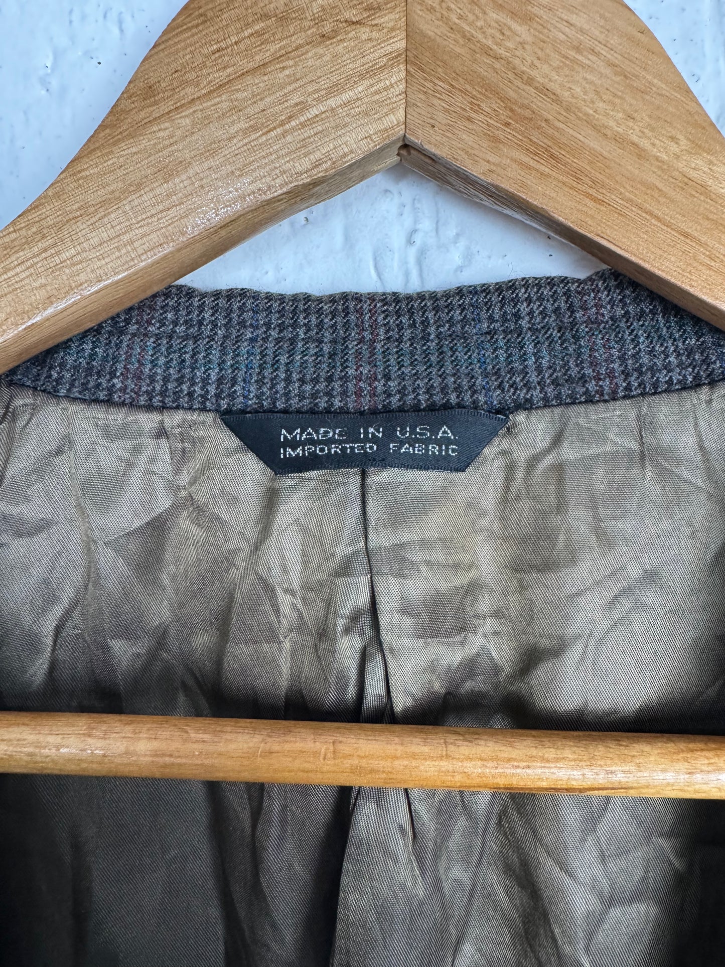 Blazer Alfaiataria Vintage Tweed Cinza Xadrez Lã Masculino