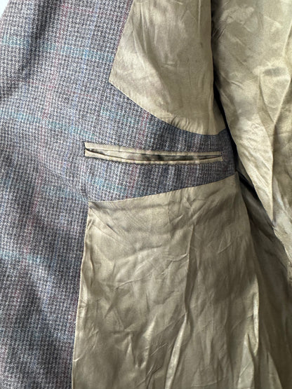 Blazer Alfaiataria Vintage Tweed Cinza Xadrez Lã Masculino