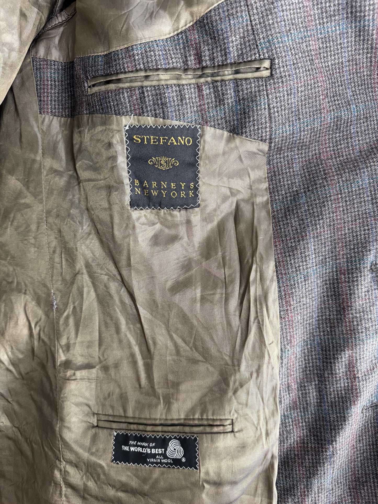 Blazer Alfaiataria Vintage Tweed Cinza Xadrez Lã Masculino