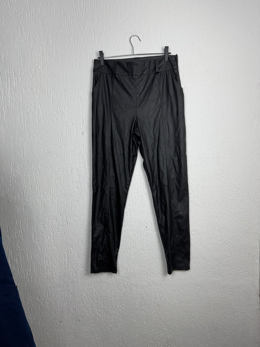 Calça Couro Legítimo Preta Alfaiataria Cintura Alta