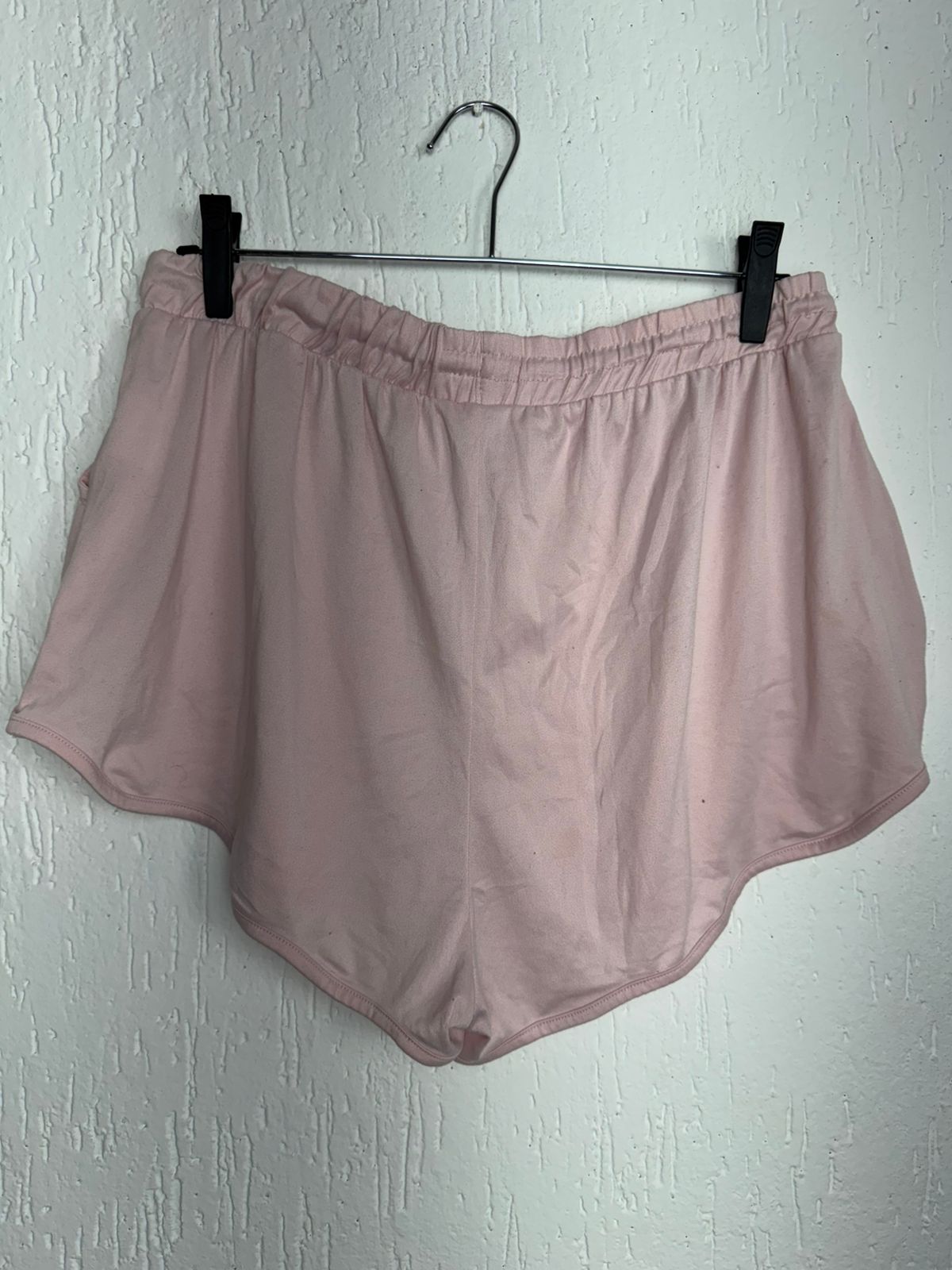 Short Moletinho Confort Rosa Claro com Elástico e Amarração