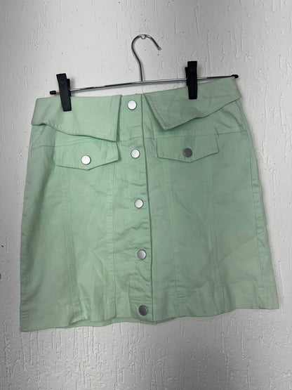 Saia Curta Verde Água em Sarja - Estilo Moderno e Delicado - Tam. M
