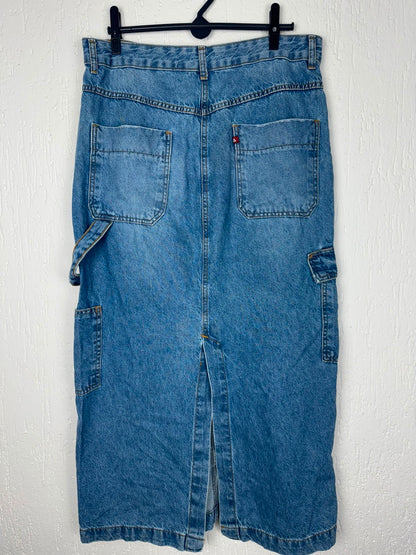 Saia Jeans Mídi Cargo com Detalhes Destroyer Tamanho M