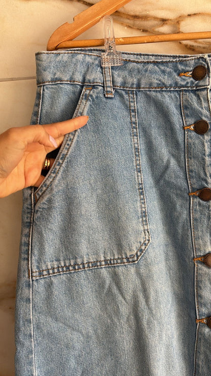 Saia mide jeans Marisa