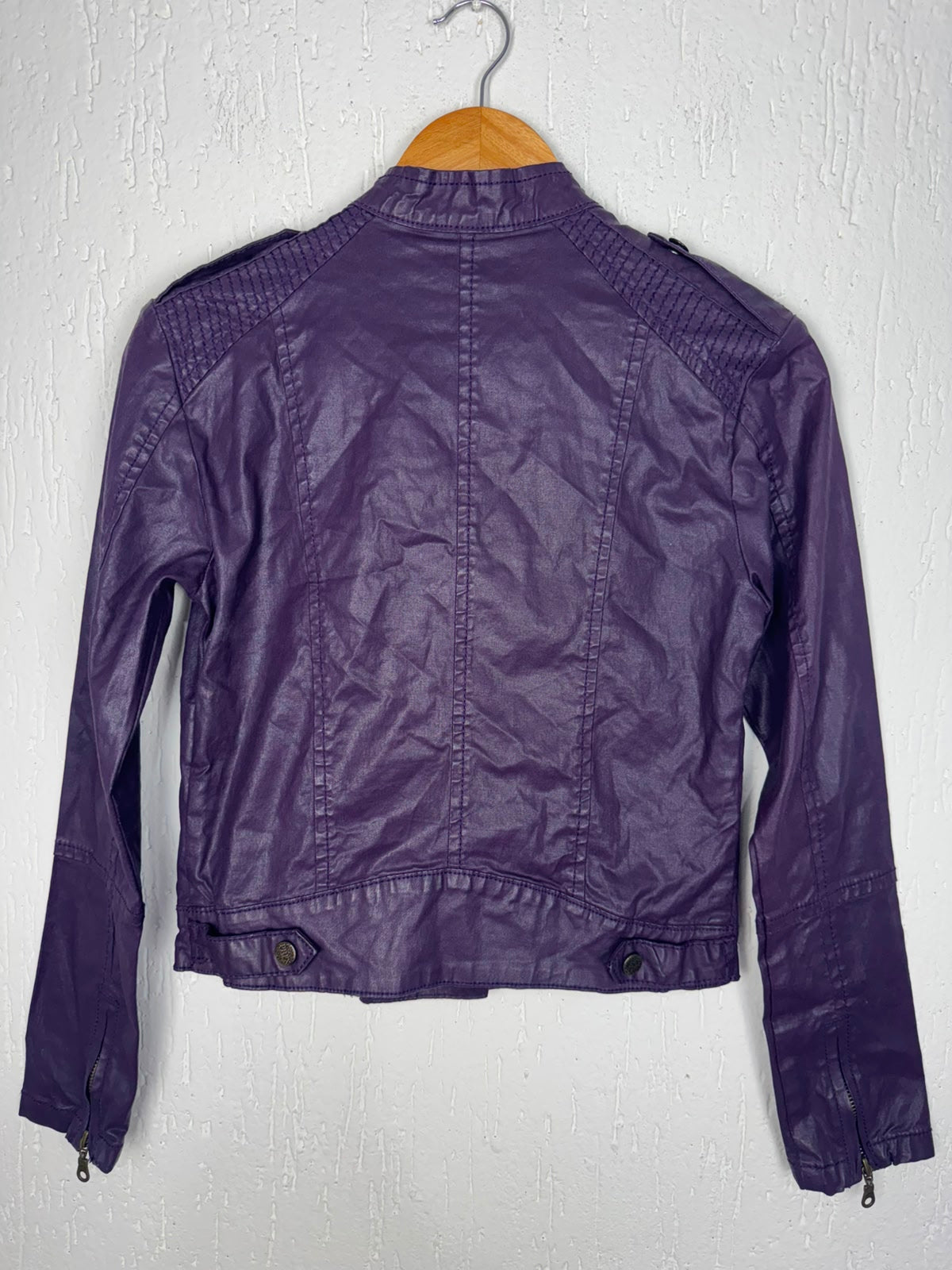 Jaqueta Biker em Material Sintético Roxa Tamanho P