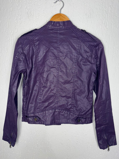 Jaqueta Biker em Material Sintético Roxa Tamanho P