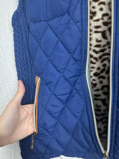 Feminino Puffer Matelassê com Capuz Moletom – Azul Royal tamanho M