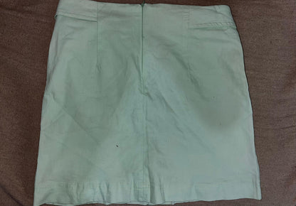 Saia Curta Verde Água em Sarja - Estilo Moderno e Delicado - Tam. M