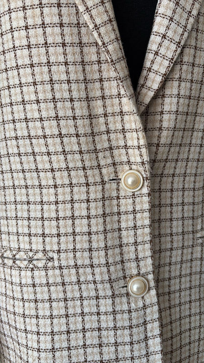 Blazer xadrez claro forrado alongado