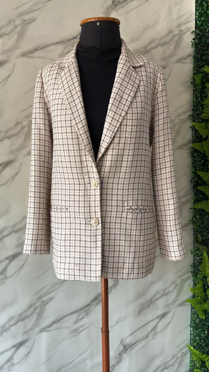 Blazer xadrez claro forrado alongado