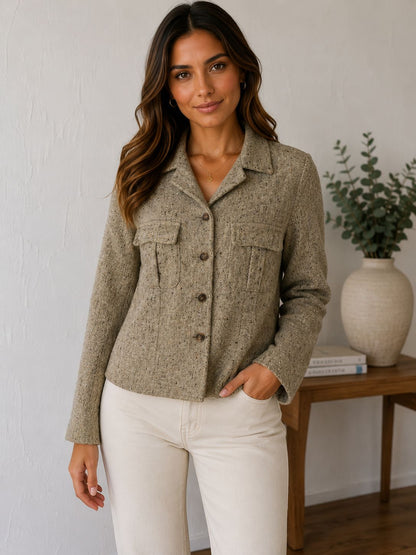 Casaco de Lã Texturizada Tweed – Estilo Vintage tamanho G