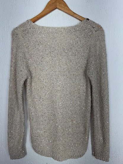 Blusa de Tricô Texturizado com Brilho e Botões  tamanho M