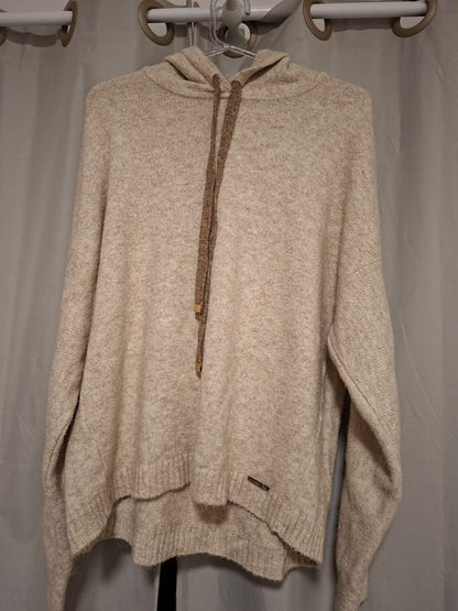 Blusa tricô Anselmi, em tons de creme e marrom, com detalhes nas mangas, com capuz, tamanho M/G, lindíssa, em excelente estado!!!