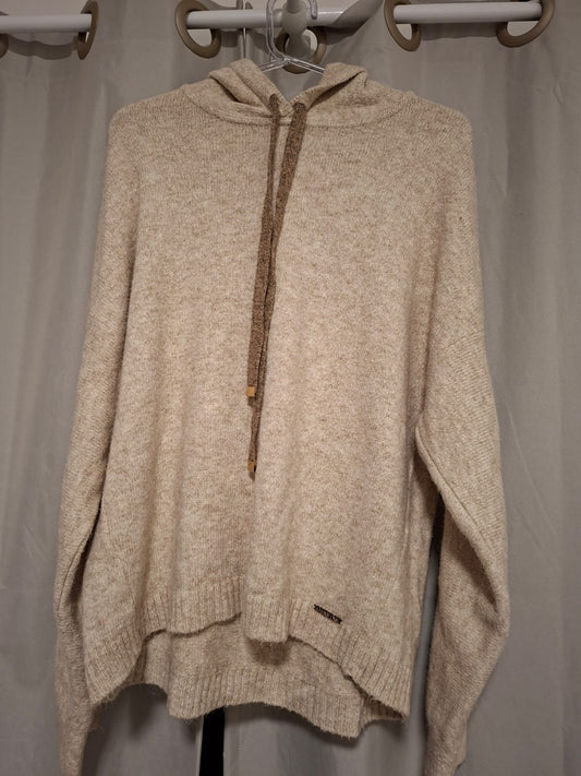 Blusa tricô Anselmi, em tons de creme e marrom, com detalhes nas mangas, com capuz, tamanho M/G, lindíssa, em excelente estado!!!