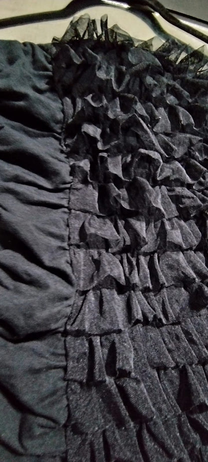 Vestido Preto Tomara Que Caia Tule Com Babados – Tamanho P/M