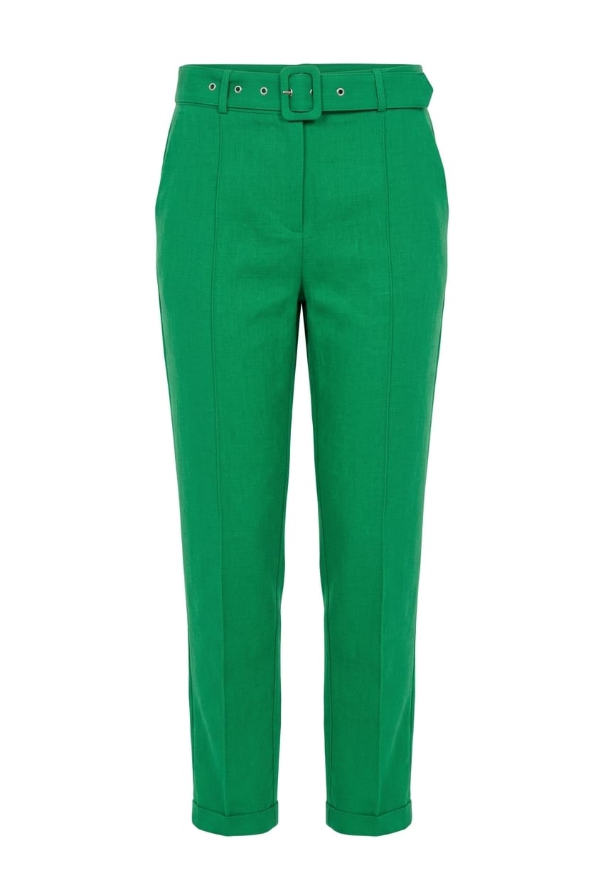 💚 Calça Alfaiataria Verde Bandeira com Cinto - Tam G